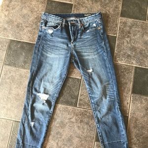 Blank denim distressed raw edge skinny jean